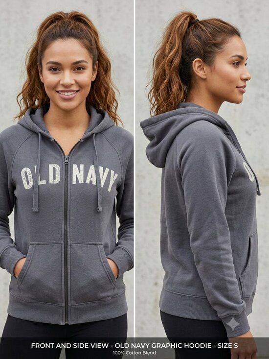 Old Navy Tops - Old Navy Gray Full Zip Women's Hoodie Sweatshirt- Size Small